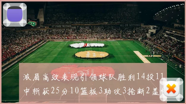 浓眉高效表现引领球队胜利14投11中斩获25分10篮板3助攻3抢断2盖帽